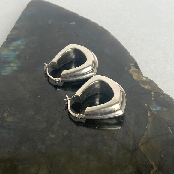 Fine Silver .999 Chunky 1" Hinged Wide Hoop Earrings - Picture 11 of 16